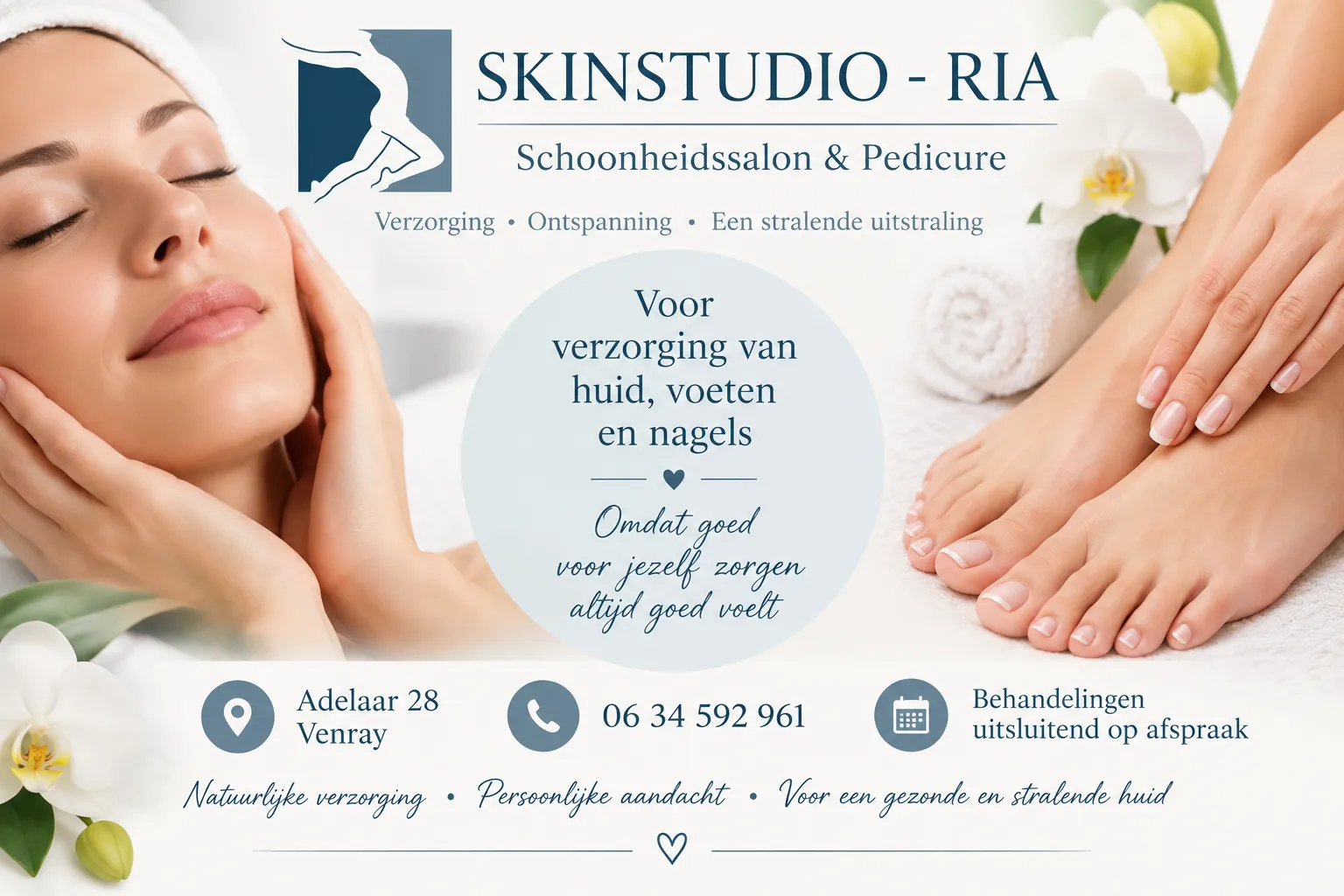 Skinstudio Ria, schoonheidssalon en pedicure in Venray voor verzorging van huid, voeten en nagels